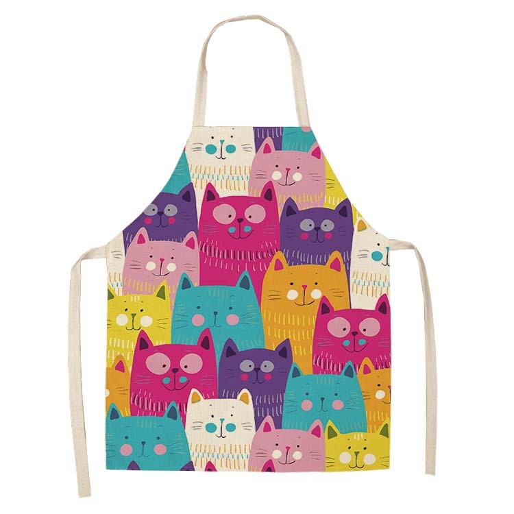 Home Cooking For Cats - Funny Black Cat Print Kitchen Apron