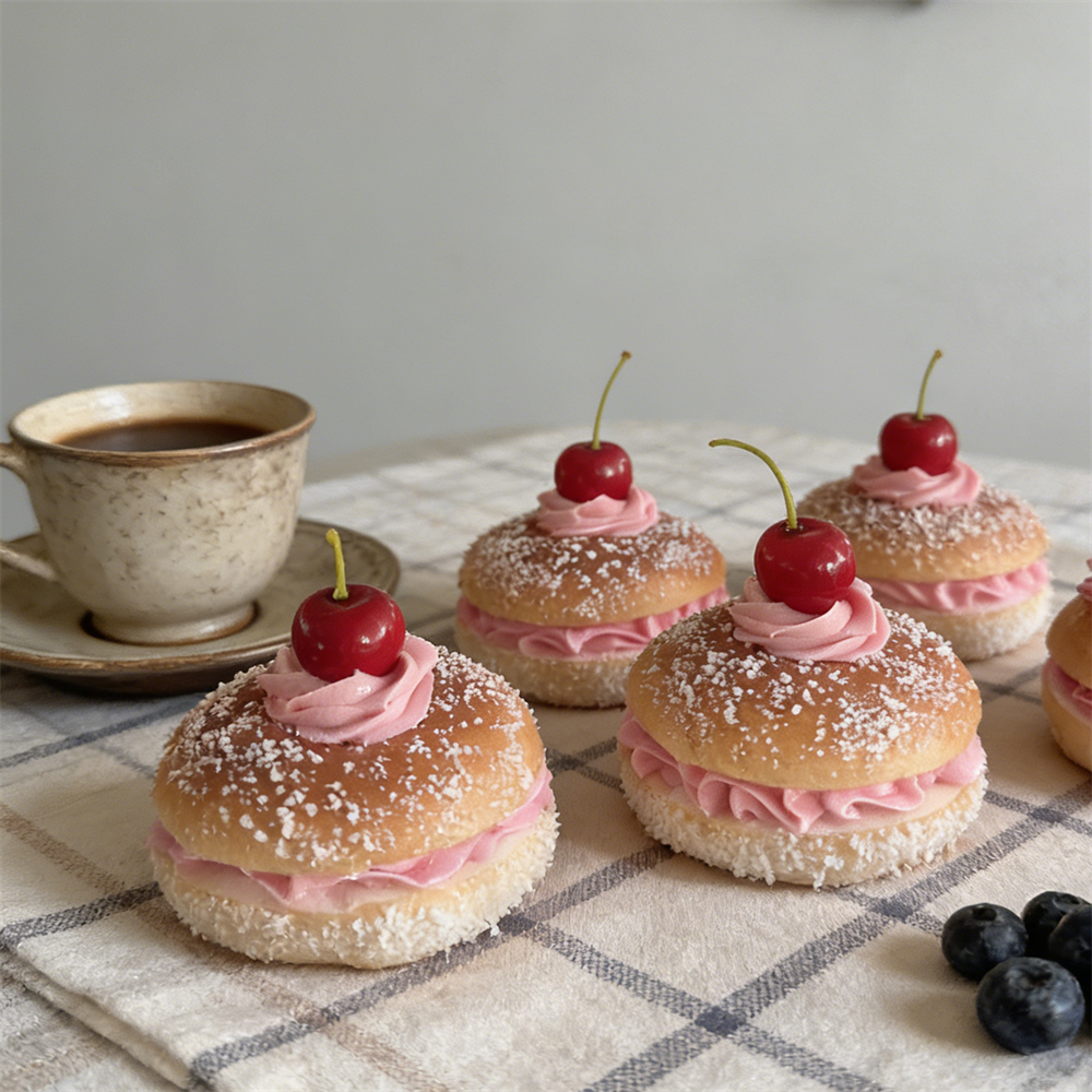 Home Cooking Meals - 8.5cm Strawberry Flavor Cherry Heart Bagel