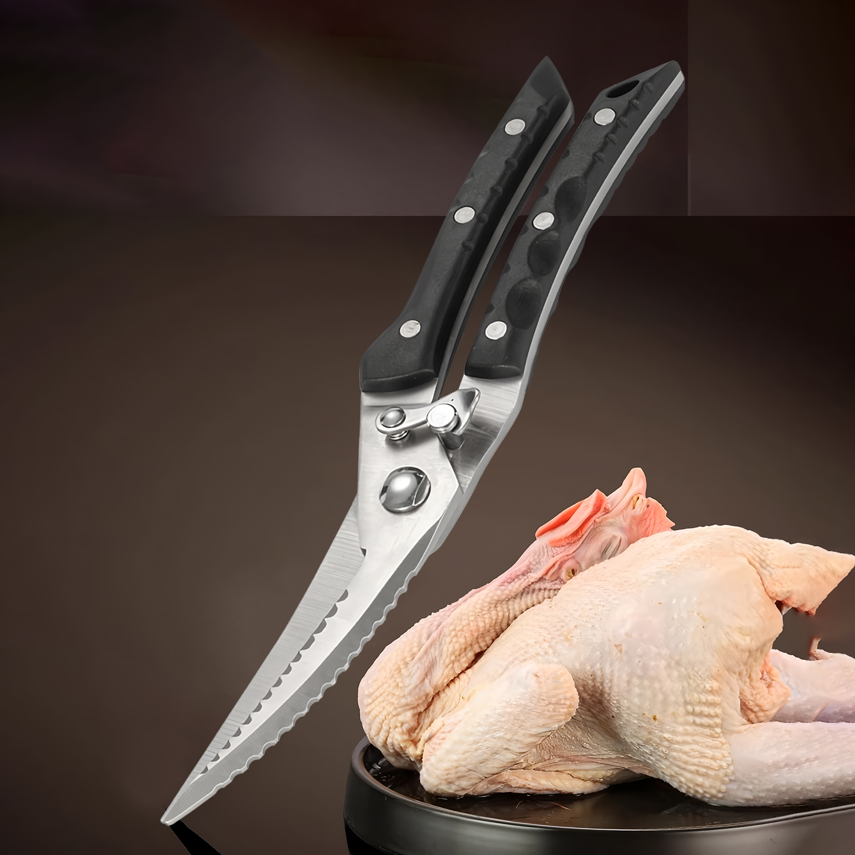 Home Cooking Help - 1PC，Stainless steel kitchen Scissors Barbecue Scissors