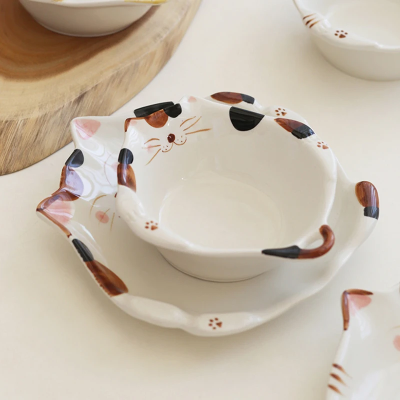 Cartoon Cat Ceramic Bowl Plate - Home Cooking For Cats avis et prix