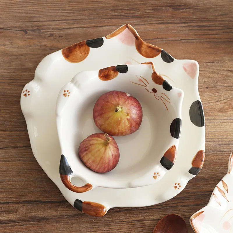 Cartoon Cat Ceramic Bowl Plate - Home Cooking For Cats avis et prix