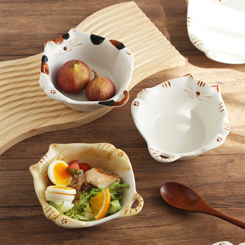 Cartoon Cat Ceramic Bowl Plate - Home Cooking For Cats avis et prix