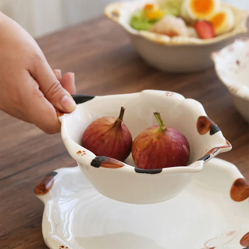 Cartoon Cat Ceramic Bowl Plate - Home Cooking For Cats avis et prix