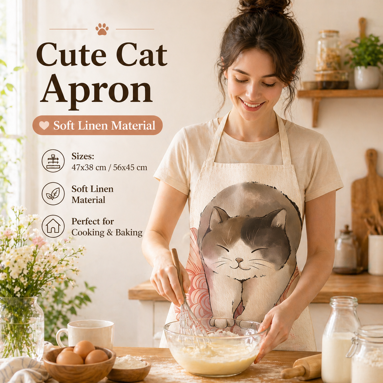 Cute Cat Printed Linen Kitchen - Home Cooking For Cats avis et prix