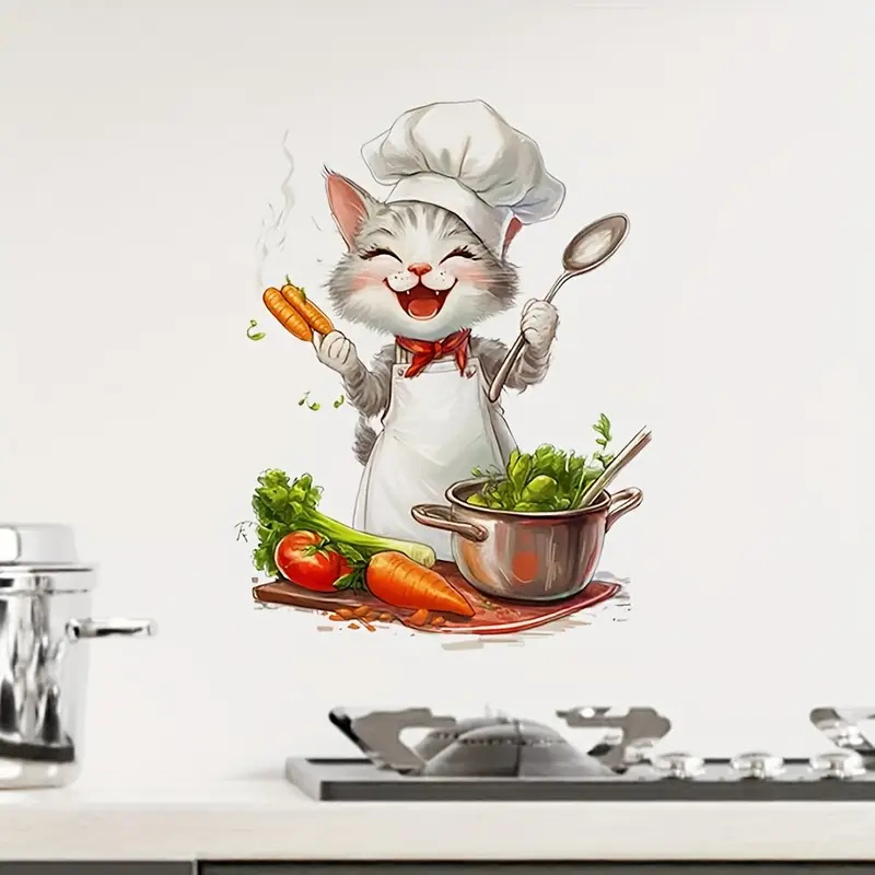 Cartoon Cat Cooking Stickers,  - Home Cooking For Cats avis et prix