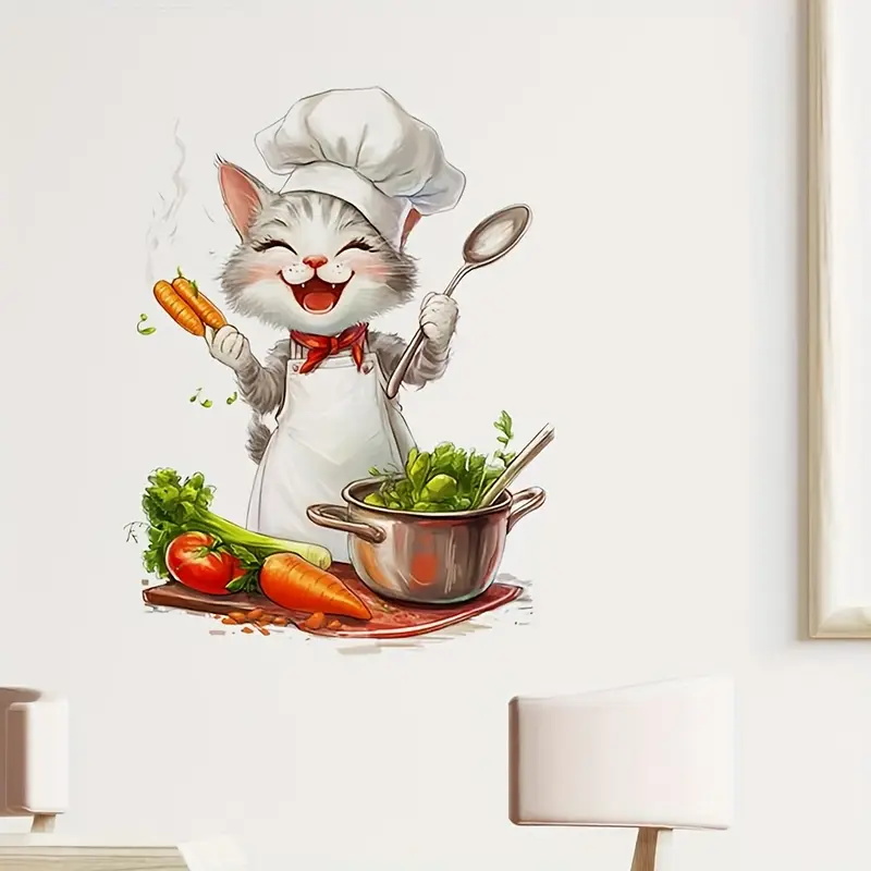 Cartoon Cat Cooking Stickers,  - Home Cooking For Cats avis et prix