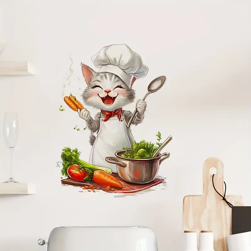 Cartoon Cat Cooking Stickers,  - Home Cooking For Cats avis et prix
