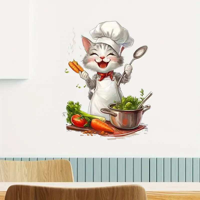 Cartoon Cat Cooking Stickers,  - Home Cooking For Cats avis et prix