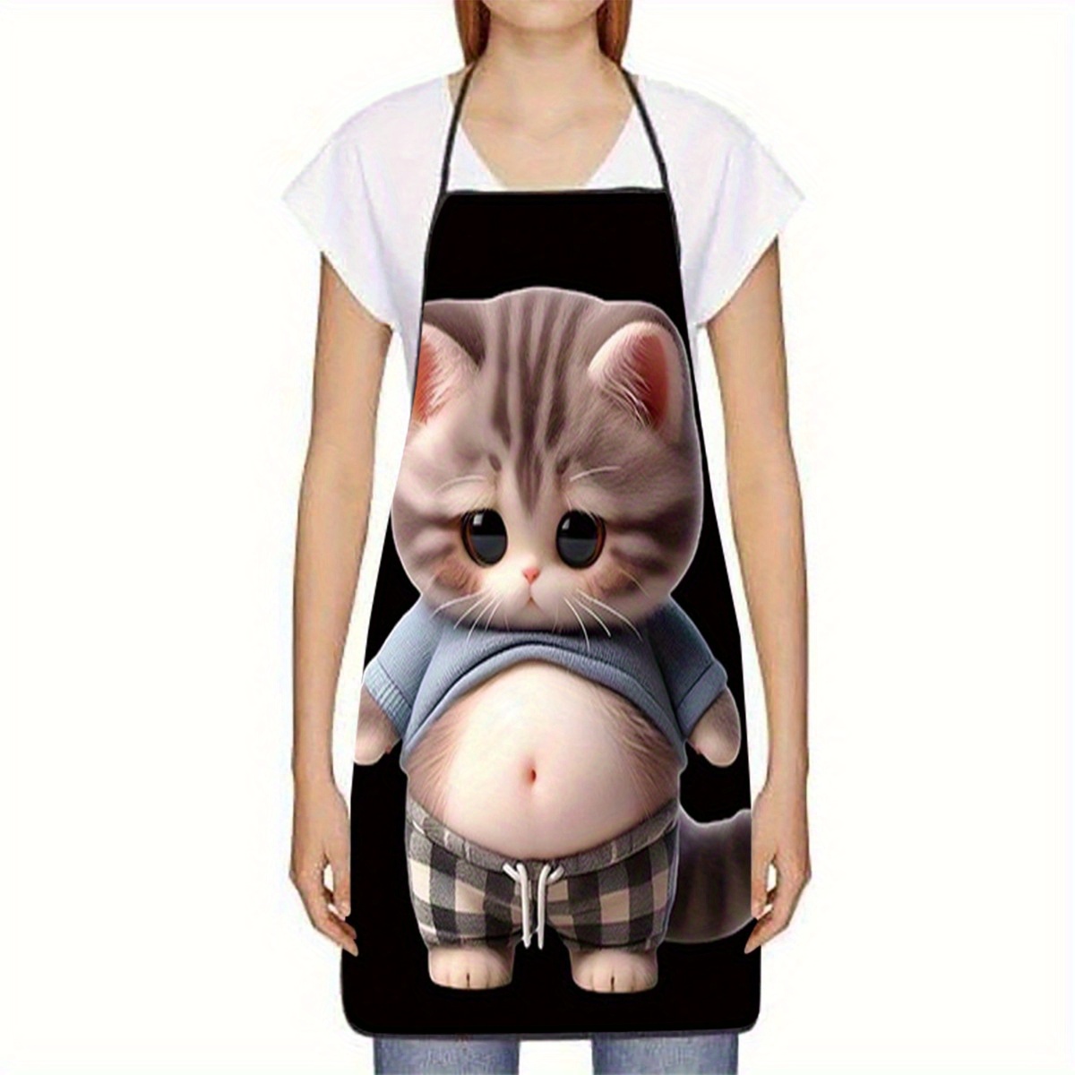 Cute Cartoon Cat Print Apron,  - Home Cooking For Cats avis et prix