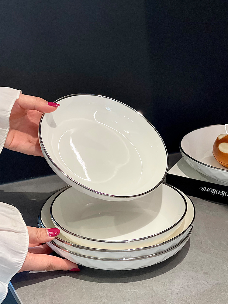  White Ceramic Plate Deep Dish - Home Cooking Fried Rice avis et prix