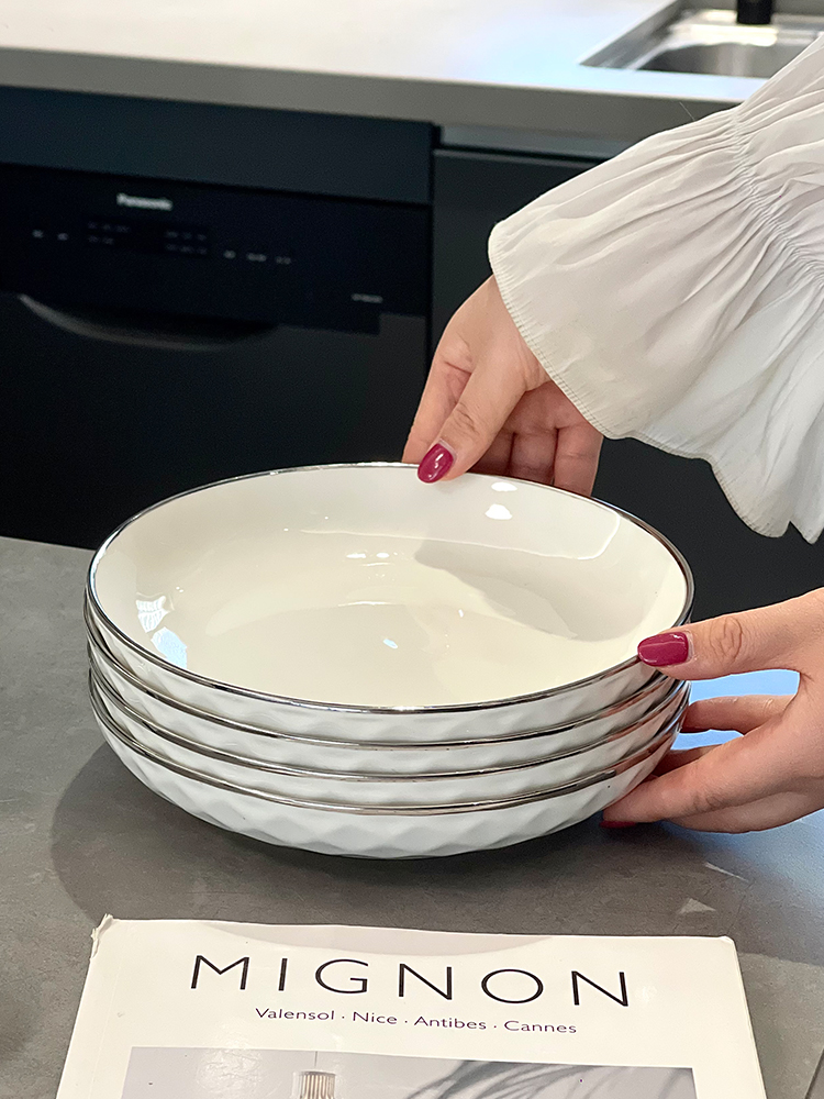  White Ceramic Plate Deep Dish - Home Cooking Fried Rice avis et prix