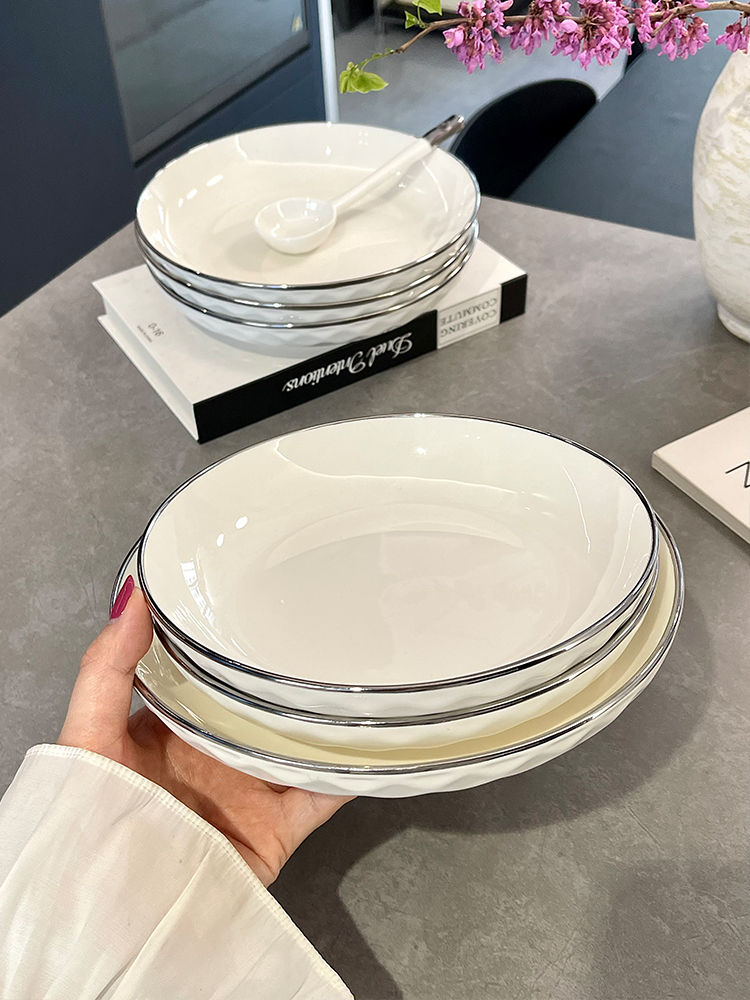  White Ceramic Plate Deep Dish - Home Cooking Fried Rice avis et prix