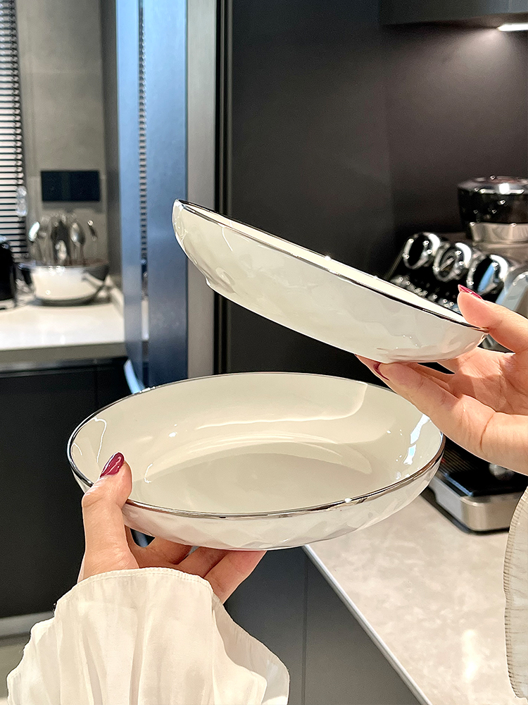  White Ceramic Plate Deep Dish - Home Cooking Fried Rice avis et prix