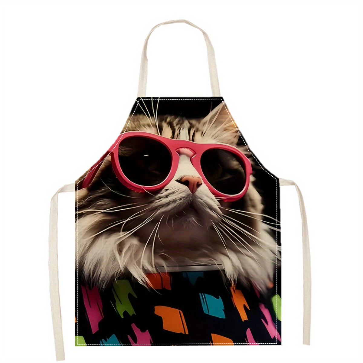 Linen Apron Funny Cat Sunglass - Home Cooking For Cats avis et prix