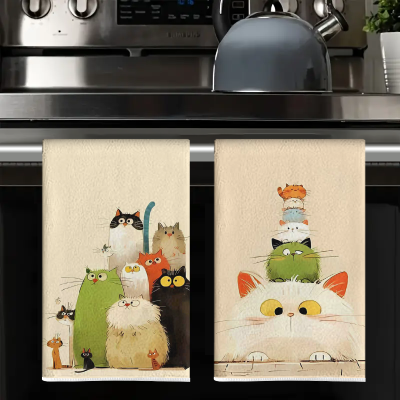 2Pcs, Cute Cat-Themed Kitchen  - Home Cooking For Cats avis et prix
