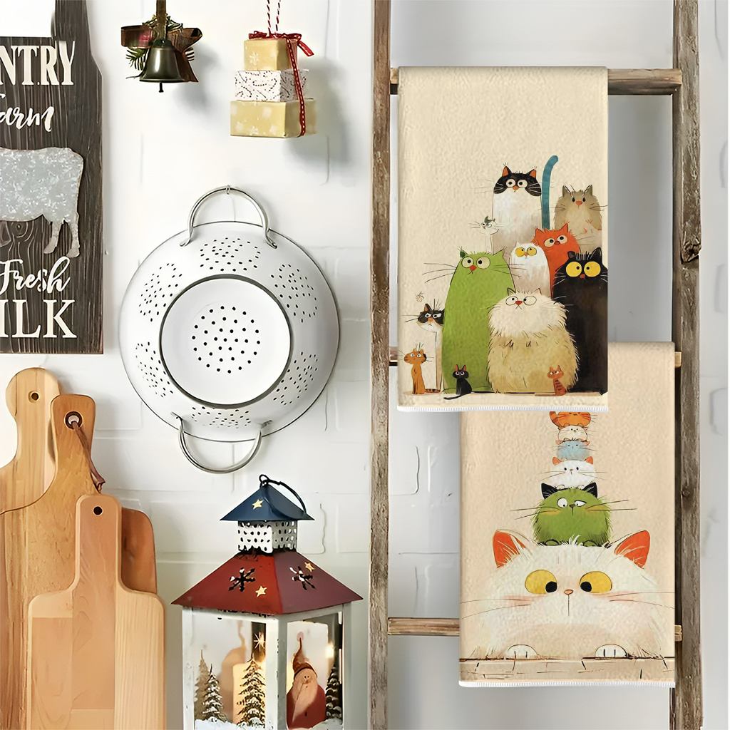 2Pcs, Cute Cat-Themed Kitchen  - Home Cooking For Cats avis et prix